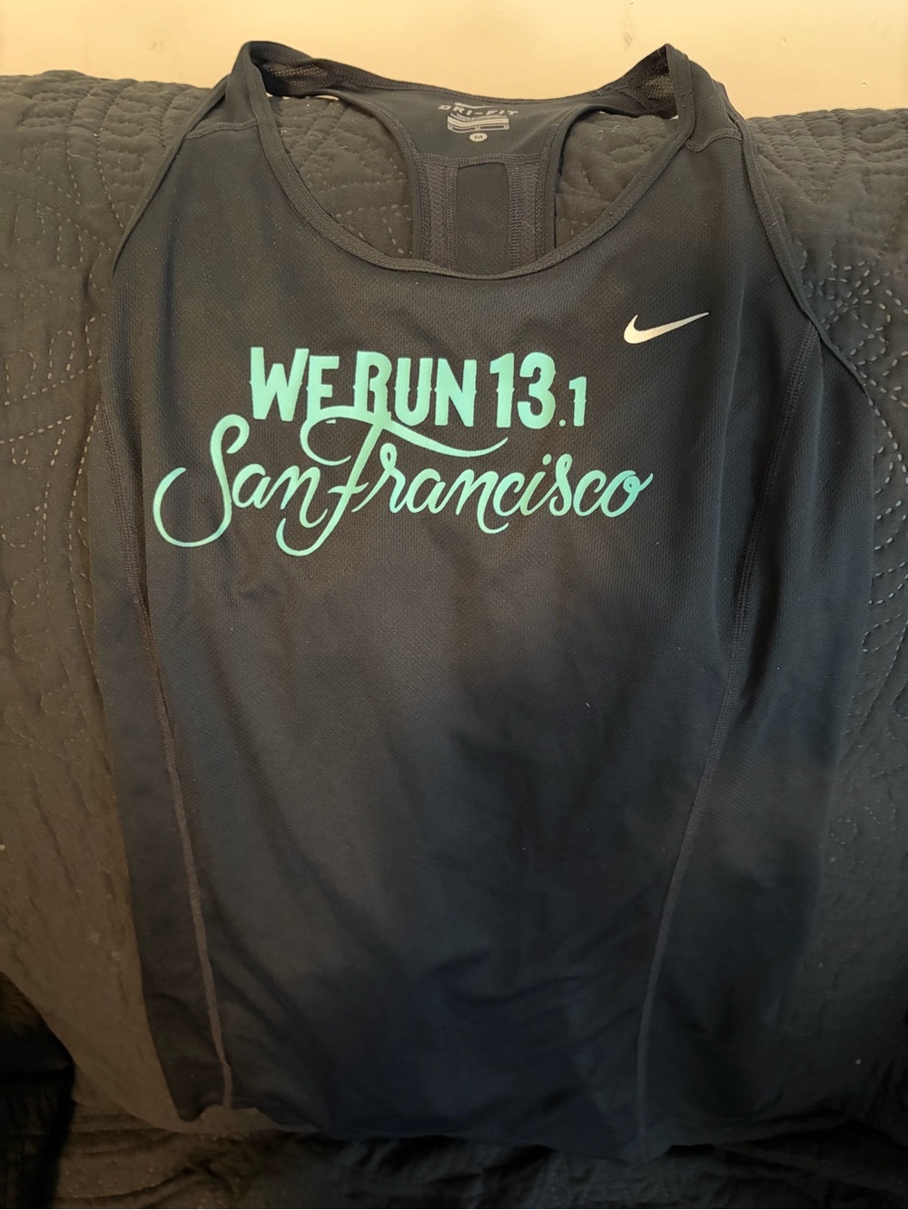 Nike Women’s Black Tank with Teal 'We Run 13.1 San Francisco' Graphic